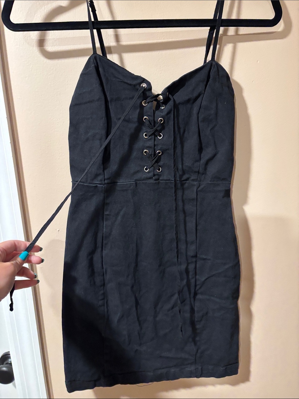 Lulu's Black Lace-Up Mini Dress